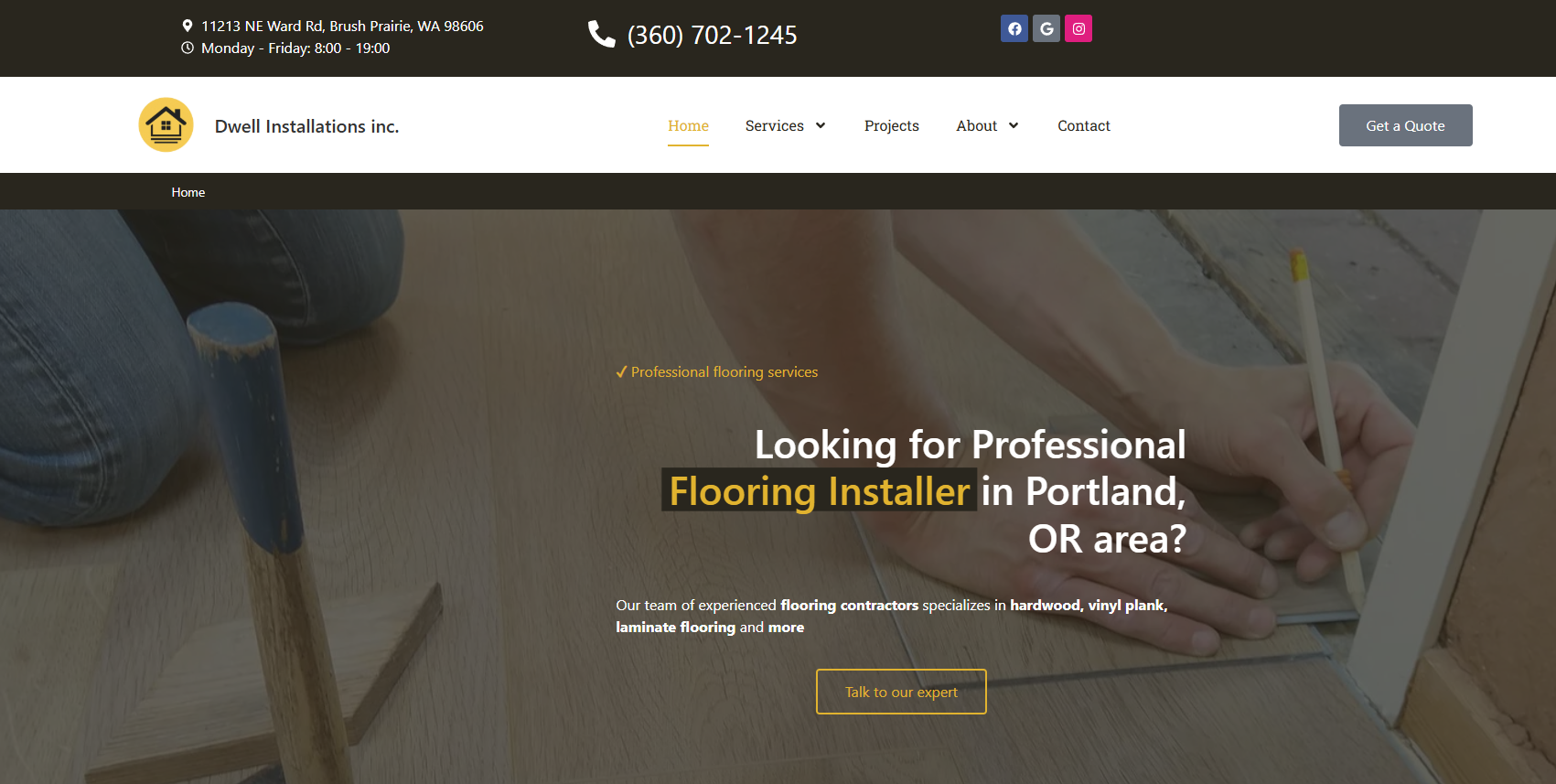 Dwell Installations flooring installation website — Vancouver WA and Portland area
