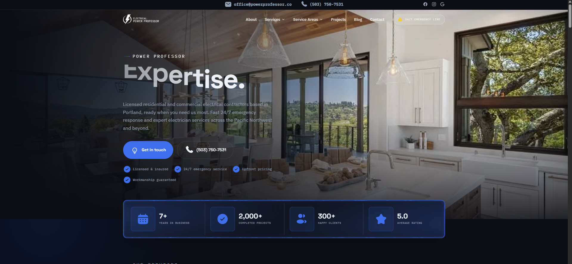 Power Professor homepage — licensed residential and commercial electrical contractors based in Portland, OR